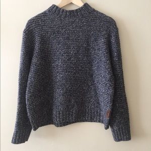 Roots blue mock neck pullover sweater M